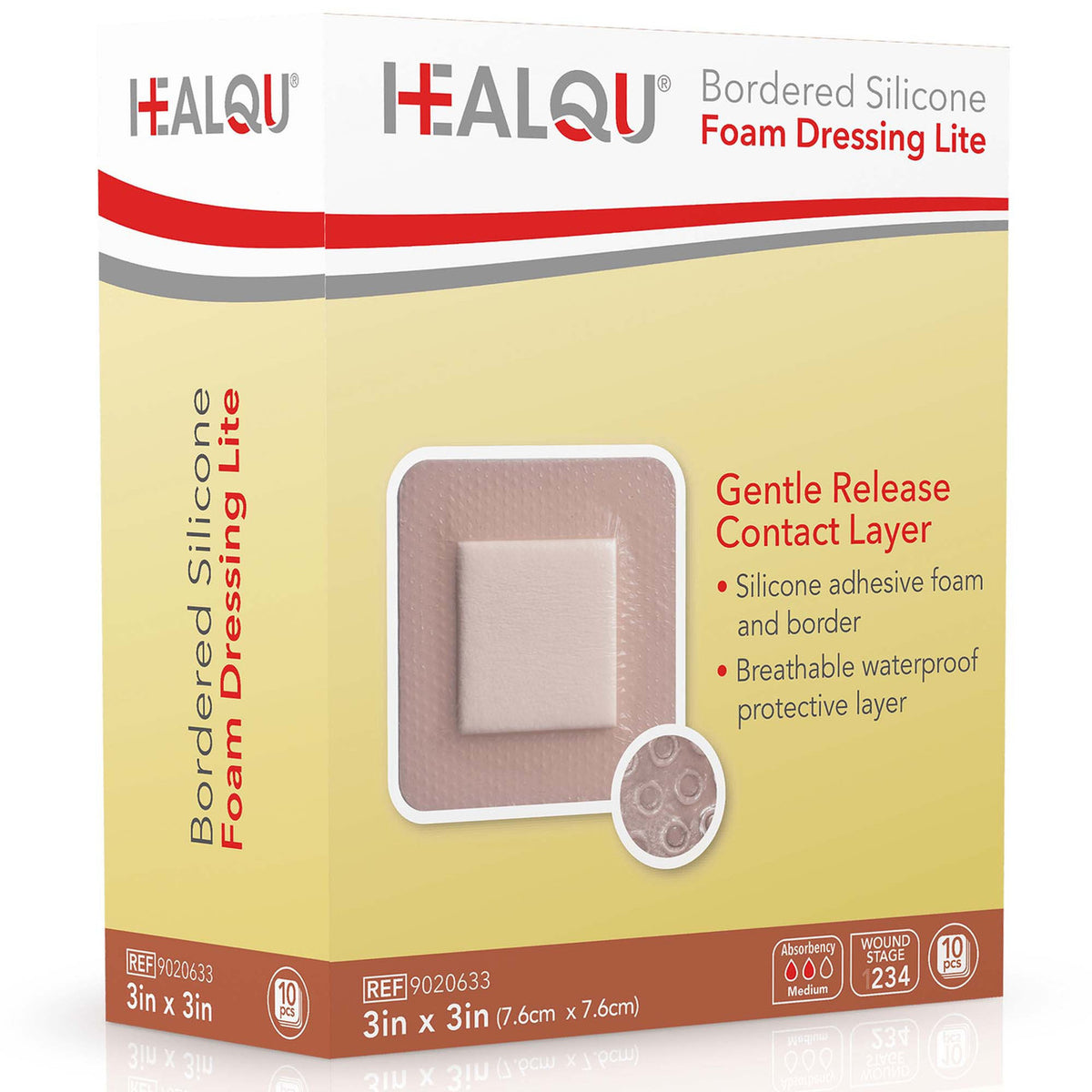 HEALQU Bordered Silicone Foam Dressing Lite