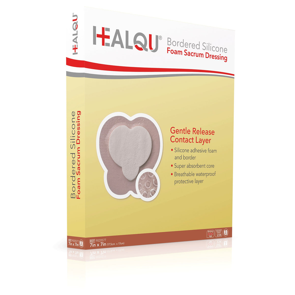 HEALQU Bordered Silicone Foam Sacrum Dressing