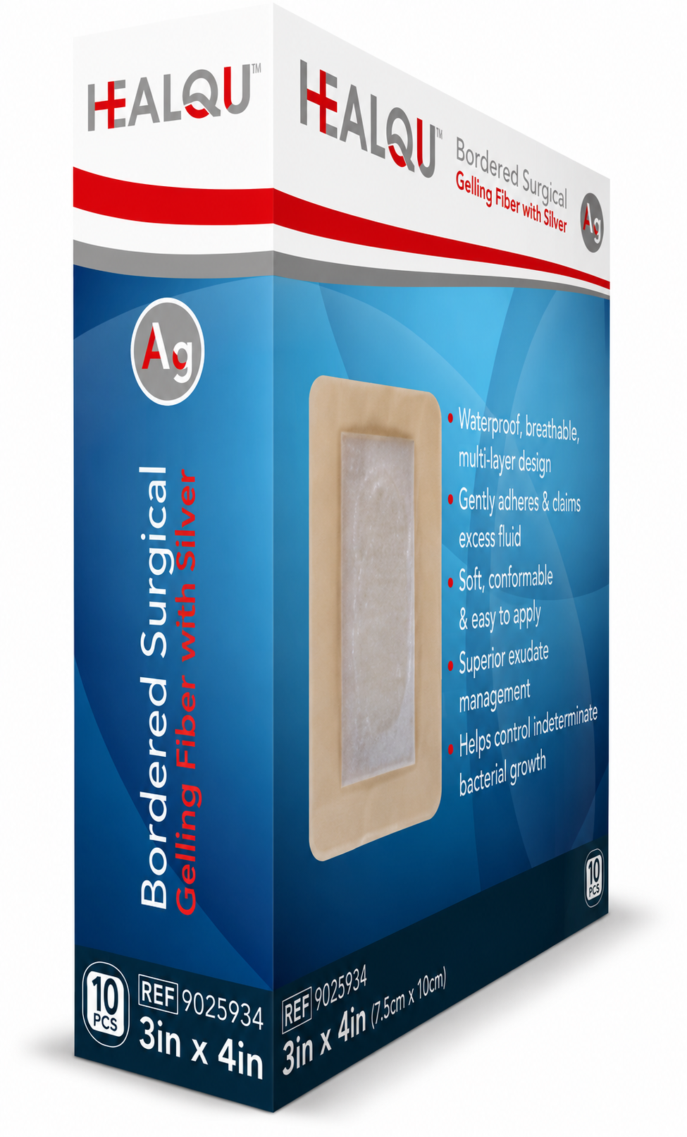 HEALQU Bordered Silver Surgical Gelling Fiber